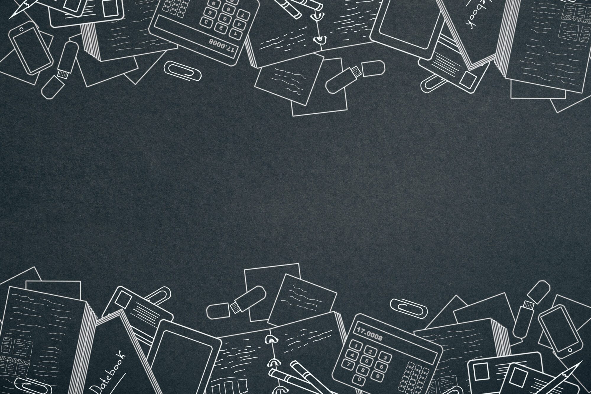 Creative educational sketch on dark background with copybooks