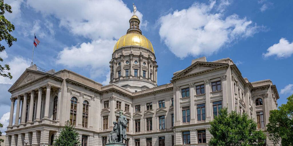 Outside image of the Georgia State Capitol building in Atlanta, Georgia.